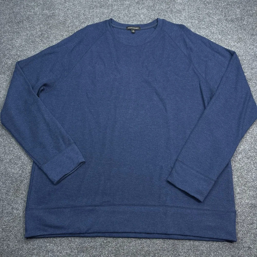 Banana Republic Knit Tee Shirt‎ Mens Size 2XL XXL Navy Blue Crew Neck Pullover